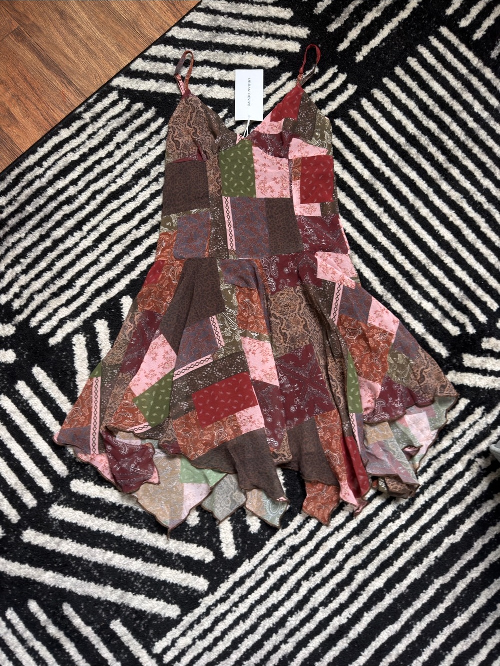 Patchwork Spaghetti-Strap Mini Dress in Multi Floral
